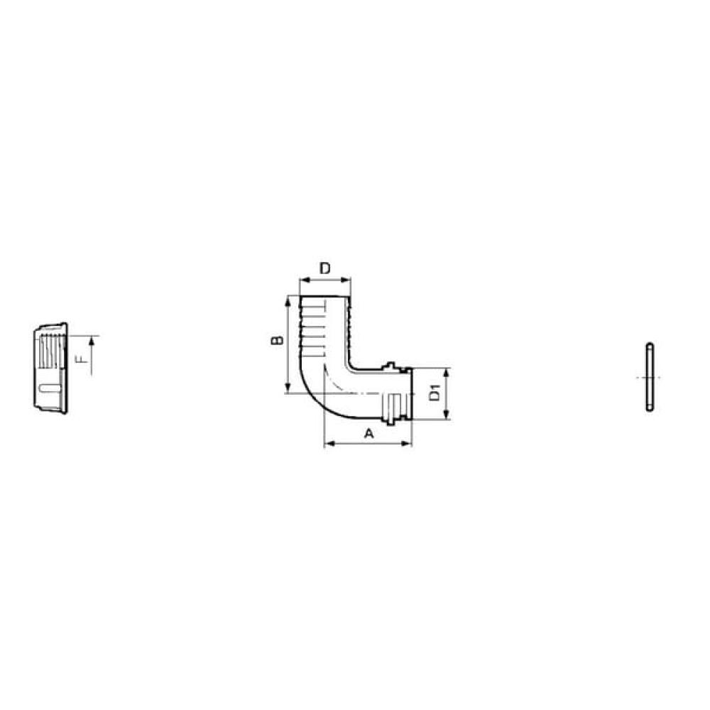 Bocht 90°+tule 10mm - 1/2"