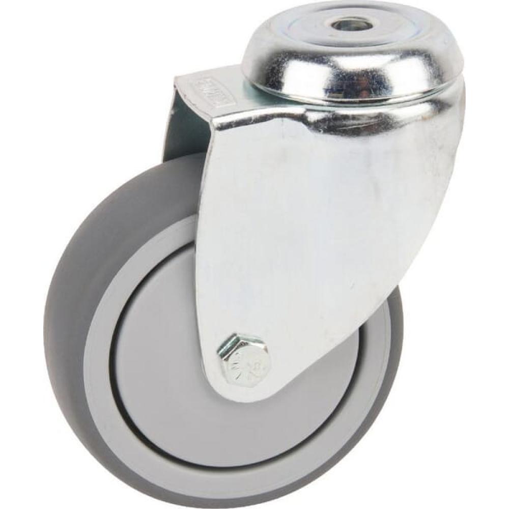 Zwenkwiel rubber: Ø100x32mm, met boutgatbevestiging, belasting: 100kg, Tente