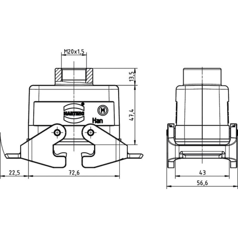 Koppelhuis 10B M20 boveninvoer