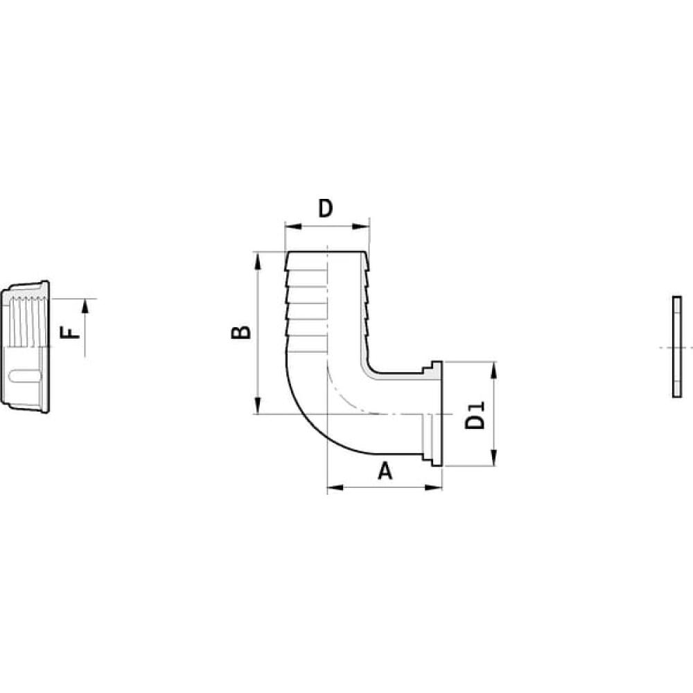 Bocht 90°+tule 20mm - 3/4"