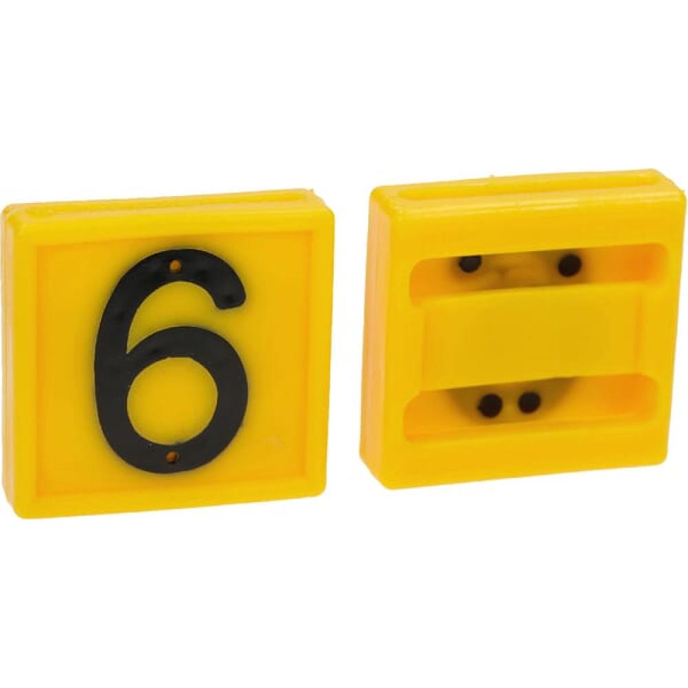 Markeernummer, No. 6/9 geel 45x45mm
