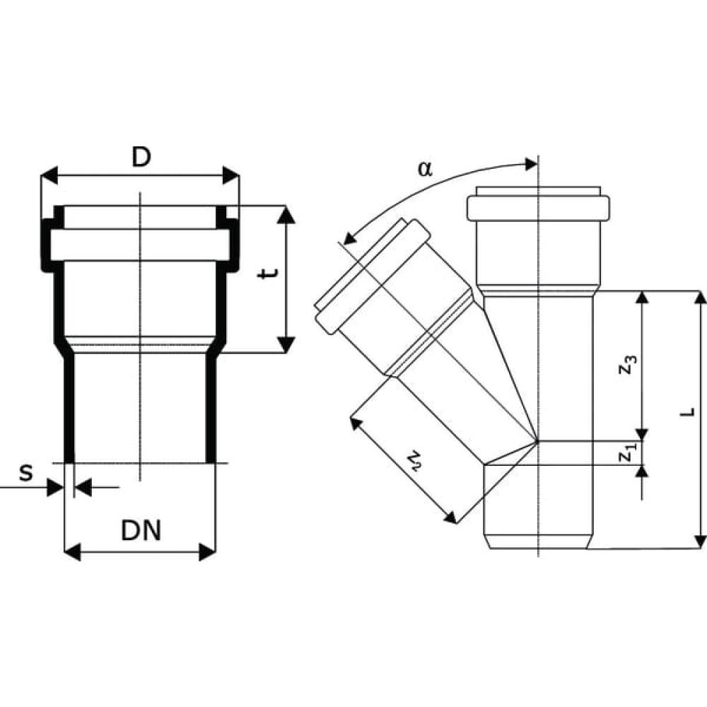 Y-Stuk PVC 160/110mm x 45°