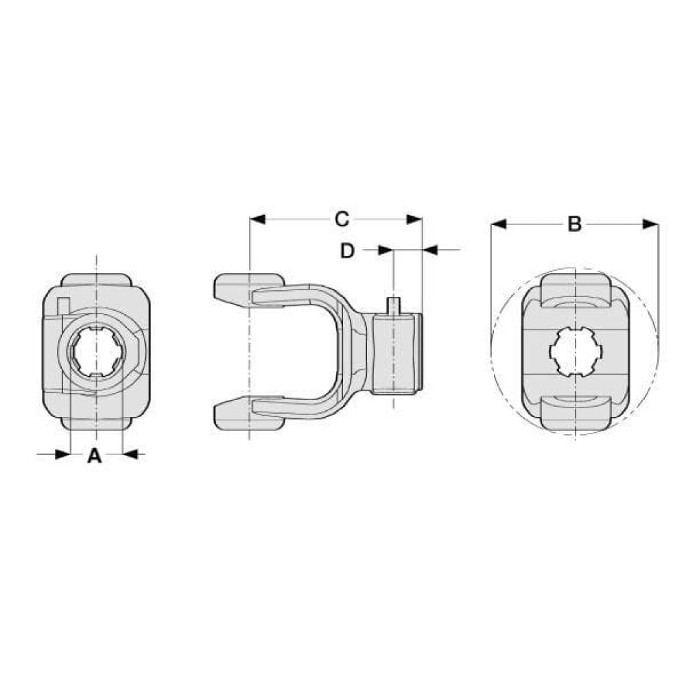 Gaffel snelkoppeling T/V-50 1-3/8" 6-dlg Comer