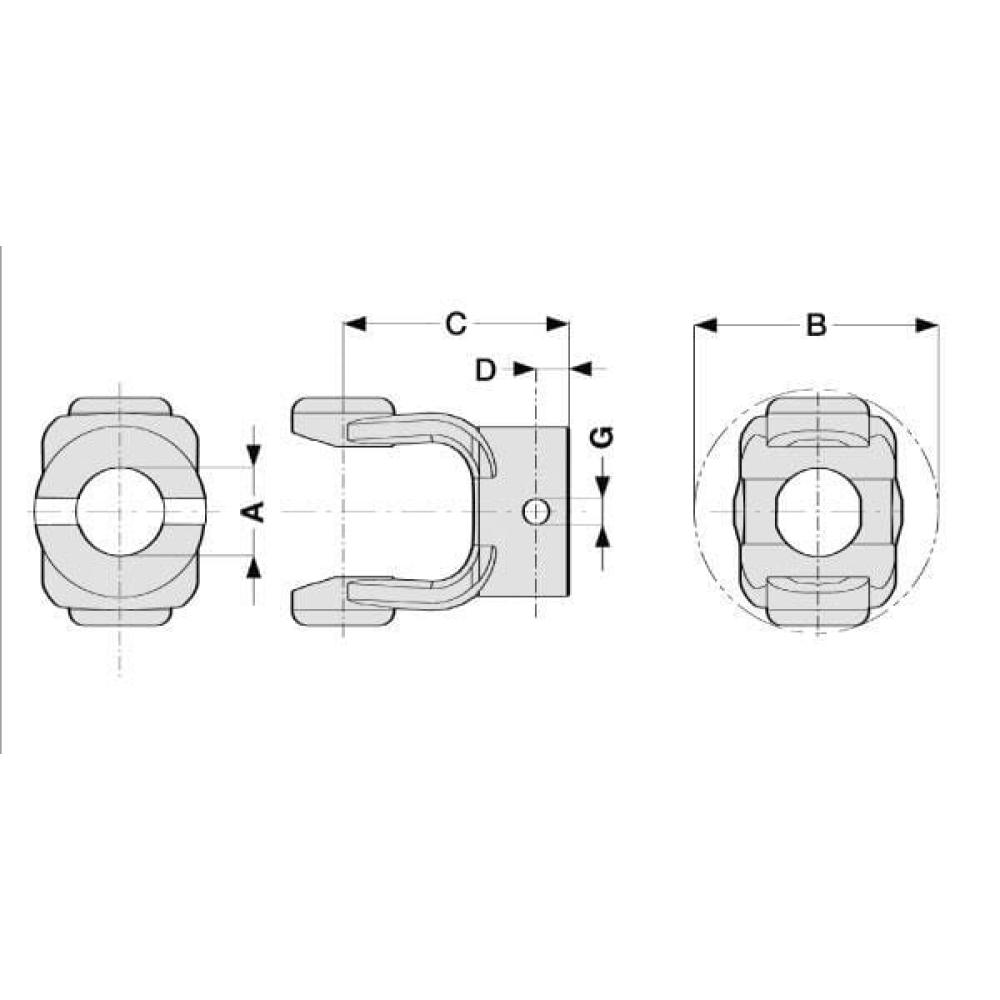 Gaffel Ø30 + 10mm spanstift