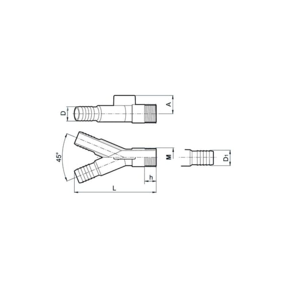 Y 45°+tule 2x25mm / 1x30mm