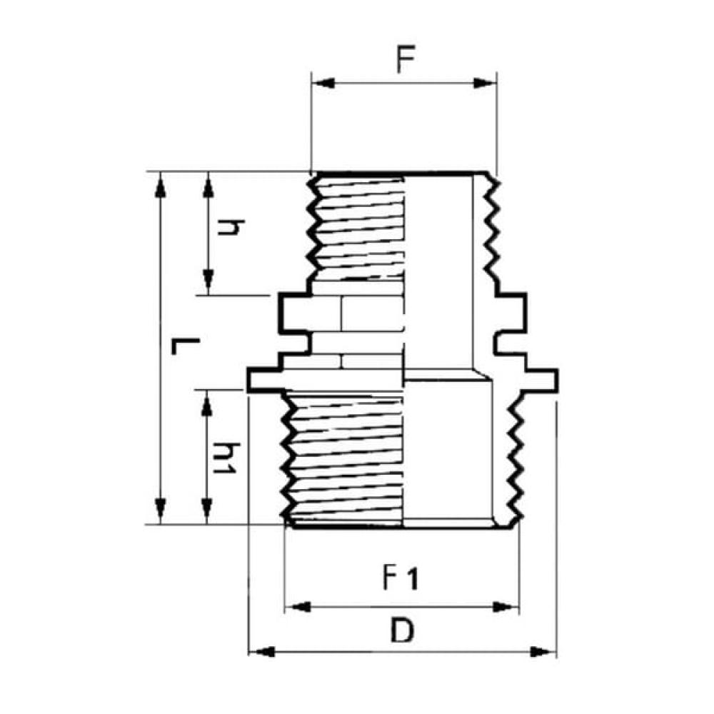 Verloopnippel bu/bu 3/4"x1/2"