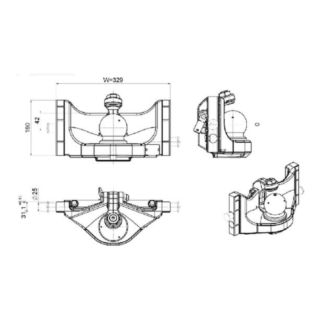 Kogelkoppeling 80 mm 329 mm