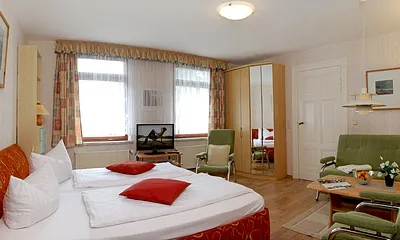 Wohn- und Schlafbereich mit Doppelbett