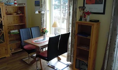 Vom Essbereich hat man einen herrlichen Blick auf den Selliner See