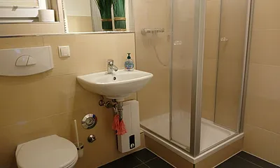 Badezimmer mit Dusche und WC