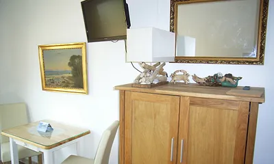 Sitzecke (Innenbereich) Doppelzimmer mit Balkon