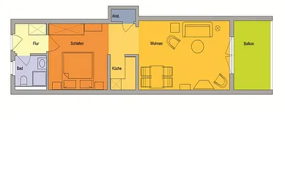 Wohnung mit offener Bauweise, großem Balkon
