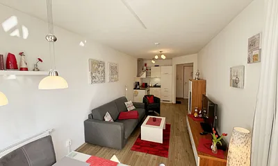 Wohnung  Ostseesilber - Blick vom Esstisch über den Wohnbereich