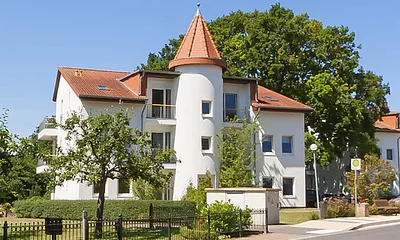 Hausansicht FeWo D-4 liegt links unten im EG