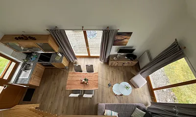 Wohnbereich Blick von der offenen Galerie