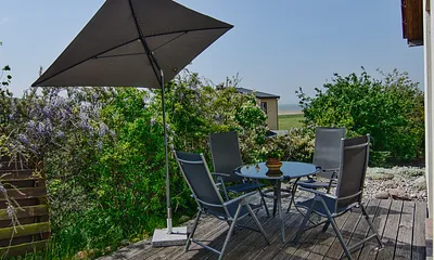 Terrasse Südlage mit Blick zum Achterwasser