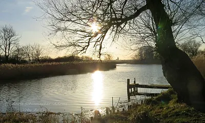 die Recknitz mündet in den Bodden