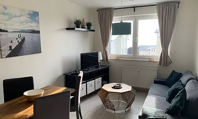 Moderne, strandnahe Ferienwohnung Villa Fernsicht, 3-Zimmer-Ferienwohnung (FeWo 3 Teil-Meerblick)