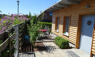 Eingangsbereich Ferienhaus Mathilda mit Außensitzplatz