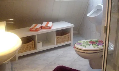 Bad mit Dusche, WC und Urinal