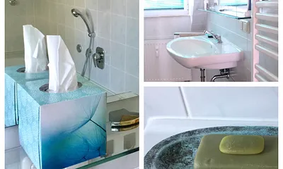 Tageslicht-Bad mit Badewanne und Dusche 