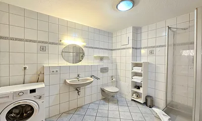 Bad mit Dusche/WC, Fön, Waschmaschine