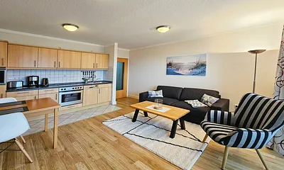 Küchenzeile im Wohnzimmer inkl. Spülmaschine, Backofen, Mikrowelle