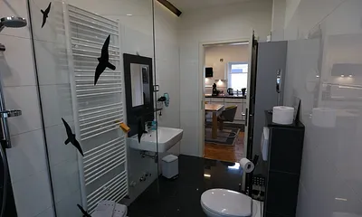 Bad mit Dusche, WC und Tageslicht