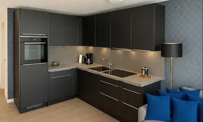 Küchenzeile mit Spülmaschine und Backofen