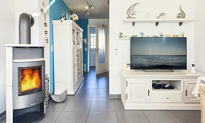 Kamin für Kuscheltage + TV