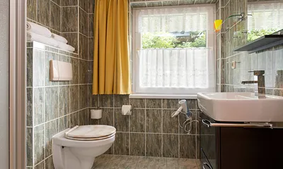 Das Bad ist ausgestattet mit Dusche und WC.