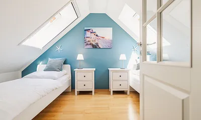 Schlafzimmer 3 - 2x Einzelbetten 90x200 mit TV