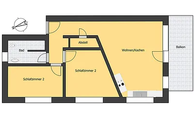 Grundriss - Ferienwohnung T3 - (Zwischengeschoss)