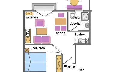 FeWo rot - Grundriß