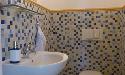 zur Wohnung gehört ein Gästebad mit Waschbecken und WC
