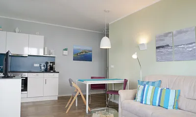 Villa Antje Whg. 05 Blick auf Wohn- und Kochbereich