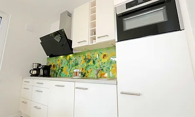 Küchenzeile mit Geschirrspüler,autarkes Elektro-Kochfeld mit 4 Zonenceranfeld,Spüle,Kühlschrank mit Eisfach,Kompaktbackofen mit Mikrowelle,Dunstabzugshaube,Wasserkocher & Toaster