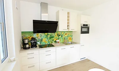 Küchenzeile mit Geschirrspüler,autarkes Elektro-Kochfeld mit 4 Zonenceranfeld,Spüle,Kühlschrank mit Eisfach,Kompaktbackofen mit Mikrowelle,Dunstabzugshaube,Wasserkocher & Toaster