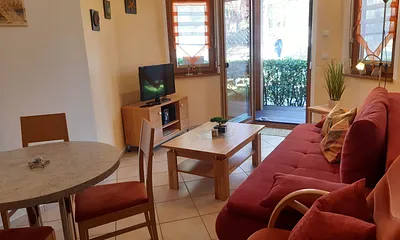 Ess-,Wohnbereich mit Blick auf Terrasse