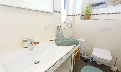 modernes Badezimmer mit Waschbecken und WC