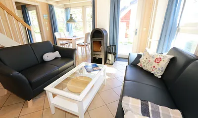 Ferienhaus Sandkörnchen - auch ein Kaminofen sorgt für wohlige Wärme