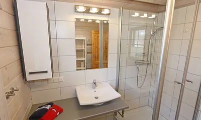 Badezimmer mit Waschbecken und WC