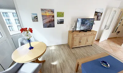 Ferienwohnung Strandmöwe- Wohnzimmer