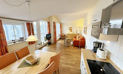 Küchenzeile mit Blick zum Wohnbereich