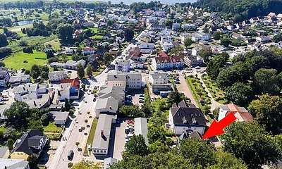 Luftbild mit Blick Richtung Selliner See- unten rechts Lage der Parkresidenz Condordia
