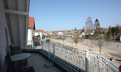 Balkon tlw. überdacht mit schönem Blick über Koserow