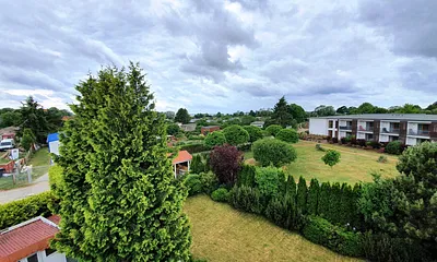 Blick vom Balkon auf raues Wetter