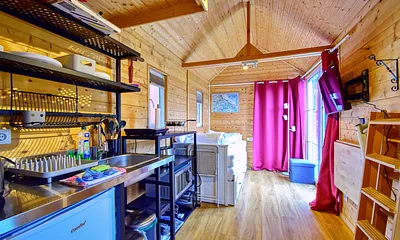 nachhaltiges Tiny House Strandwagen mit Terrasse, 1-Zimmer-Ferienhaus (Strandwagen)