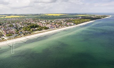 Luftaufnahme mit "Appartementanlage Ostseeblick"