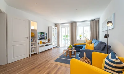 Wohnbereich mit angrenzender Terrasse